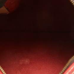 CH Carolina Herrera Red Monogram Embossed Leather Andy Boston Bag