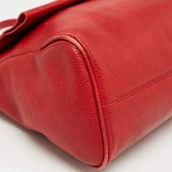 Pre Owned CH Carolina Herrera Red Leather Minuetto Flap Top Handle Bag