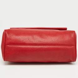 Pre Owned CH Carolina Herrera Red Leather Minuetto Flap Top Handle Bag