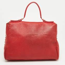 Pre Owned CH Carolina Herrera Red Leather Minuetto Flap Top Handle Bag