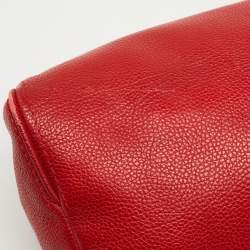 Pre Owned CH Carolina Herrera Red Leather Minuetto Flap Top Handle Bag