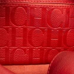 Pre Owned CH Carolina Herrera Red Leather Minuetto Flap Top Handle Bag