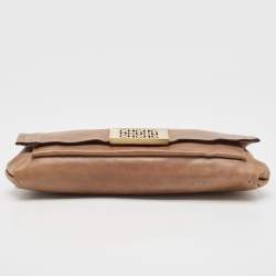 Pre Owned CH Carolina Herrera Beige Leather Flap Clutch