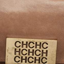 Pre Owned CH Carolina Herrera Beige Leather Flap Clutch