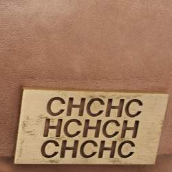 Pre Owned CH Carolina Herrera Beige Leather Flap Clutch