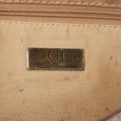 Pre Owned CH Carolina Herrera Beige Leather Flap Clutch