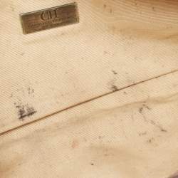 Pre Owned CH Carolina Herrera Beige Leather Flap Clutch