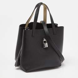 Pre Owned CH Carolina Herrera Black Leather Small Matryoshka Locked Tote