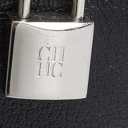 Pre Owned CH Carolina Herrera Black Leather Small Matryoshka Locked Tote