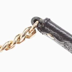 Pre Owned CH Carolina Herrera Black Monogram Leather Audrey Shoulder Bag