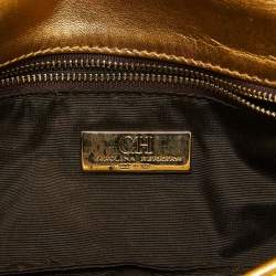 Pre Owned CH Carolina Herrera Gold Leather Clutch