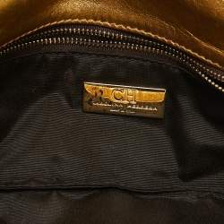 Pre Owned CH Carolina Herrera Gold Leather Clutch