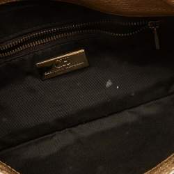 Pre Owned CH Carolina Herrera Gold Monogram Embossed Leather Audrey Shoulder Bag