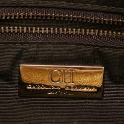 Pre Owned CH Carolina Herrera Gold Monogram Embossed Leather Audrey Shoulder Bag