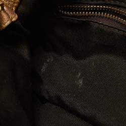 Pre Owned CH Carolina Herrera Gold Monogram Embossed Leather Audrey Shoulder Bag