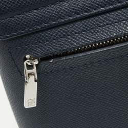 Pre Owned CH Carolina Herrera Two Tone Blue Monogram Leather Top Handle Bag