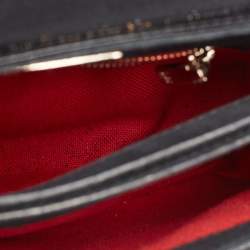 CH Carolina Herrera Black Monogram Embossed Patent Leather Push Lock Flap Top Handle Bag