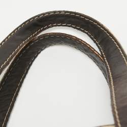 Pre Owned CH Carolina Herrera Dark Brown/Two Tone Beige Monogram Canvas Shopper Tote