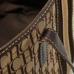 Pre Owned CH Carolina Herrera Dark Brown/Two Tone Beige Monogram Canvas Shopper Tote