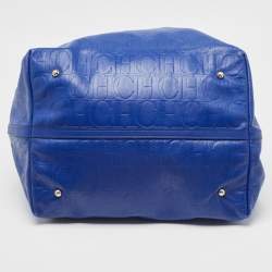 مملوكة مسبقًا CH Carolina Herrera Blue Monogram Embossed Leather Large Matryoshka Tote
