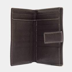 CH Carolina Herrera Choco Brown Monogram Leather Wallet