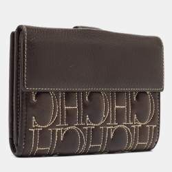CH Carolina Herrera Choco Brown Monogram Leather Wallet