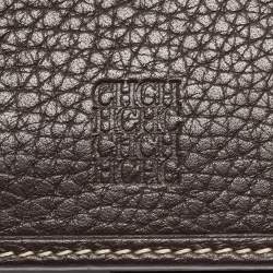 CH Carolina Herrera Choco Brown Monogram Leather Wallet