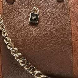 Pre Owned CH Carolina Herrera Two Tone Brown Monogram Leather Dome Satchel