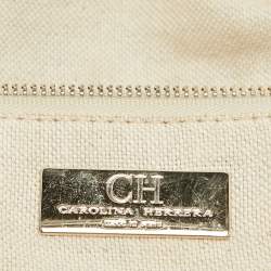 Pre Owned CH Carolina Herrera Two Tone Brown Monogram Leather Dome Satchel
