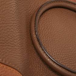 Pre Owned CH Carolina Herrera Two Tone Brown Monogram Leather Dome Satchel