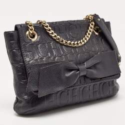 مملوكة مسبقًا CH Carolina Herrera Navy Blue Monogram Leather Audrey Shoulder Bag