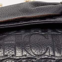 مملوكة مسبقًا CH Carolina Herrera Navy Blue Monogram Leather Audrey Shoulder Bag