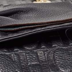 مملوكة مسبقًا CH Carolina Herrera Navy Blue Monogram Leather Audrey Shoulder Bag