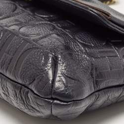 مملوكة مسبقًا CH Carolina Herrera Navy Blue Monogram Leather Audrey Shoulder Bag