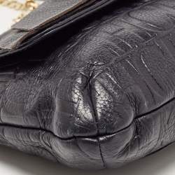 مملوكة مسبقًا CH Carolina Herrera Navy Blue Monogram Leather Audrey Shoulder Bag