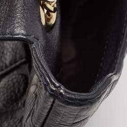 مملوكة مسبقًا CH Carolina Herrera Navy Blue Monogram Leather Audrey Shoulder Bag