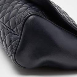 Pre Owned CH Carolina Herrera Blue Quilted Leather Flap Chain Shoulder Bag