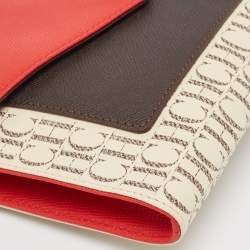 Pre Owned CH Carolina Herrera Multicolor Signature Coated Canvas and Leather Envelope Shoulder Bag