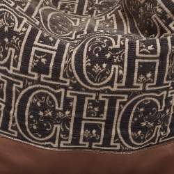 Pre Owned CH Carolina Herrera Brown/Black Monogram Fabric and Leather Hobo