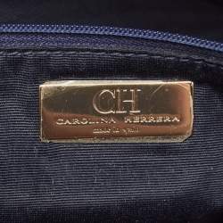 Pre Owned CH Carolina Herrera Brown/Black Monogram Fabric and Leather Hobo