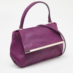 Pre Owned CH Carolina Herrera Purple Leather Top Handle Bag