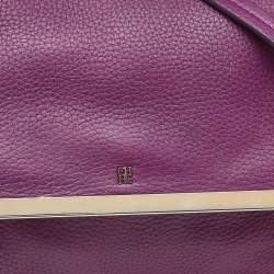Pre Owned CH Carolina Herrera Purple Leather Top Handle Bag