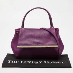 Pre Owned CH Carolina Herrera Purple Leather Top Handle Bag
