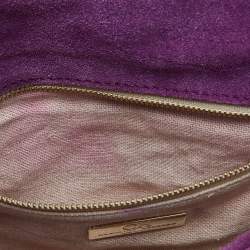 Pre Owned CH Carolina Herrera Purple Leather Top Handle Bag