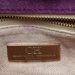 Pre Owned CH Carolina Herrera Purple Leather Top Handle Bag