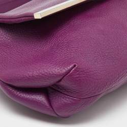 Pre Owned CH Carolina Herrera Purple Leather Top Handle Bag