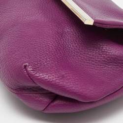 Pre Owned CH Carolina Herrera Purple Leather Top Handle Bag