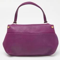 Pre Owned CH Carolina Herrera Purple Leather Top Handle Bag
