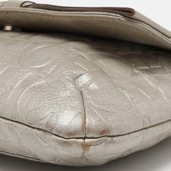 مملوكة مسبقًا CH Carolina Herrera Silver Monogram Embossed Leather Audrey Shoulder Bag