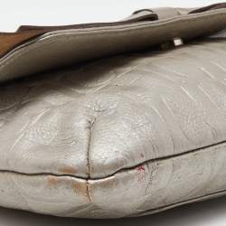 مملوكة مسبقًا CH Carolina Herrera Silver Monogram Embossed Leather Audrey Shoulder Bag